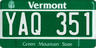 VT license plate YAQ351
