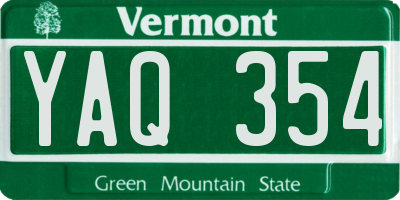 VT license plate YAQ354