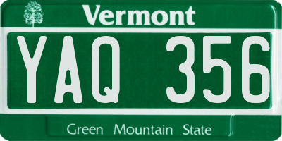 VT license plate YAQ356