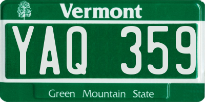 VT license plate YAQ359