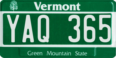 VT license plate YAQ365