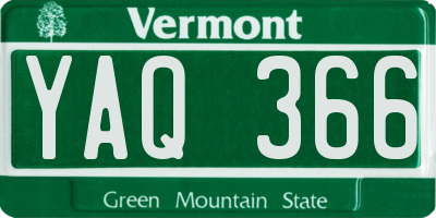VT license plate YAQ366