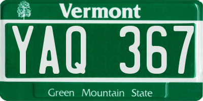 VT license plate YAQ367