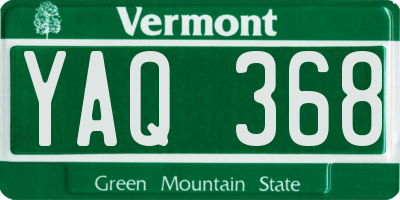 VT license plate YAQ368