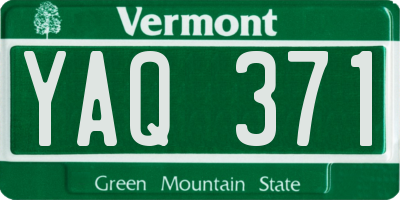 VT license plate YAQ371