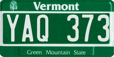 VT license plate YAQ373