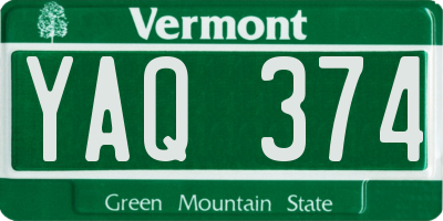 VT license plate YAQ374