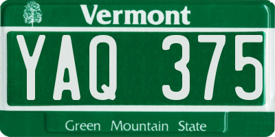 VT license plate YAQ375
