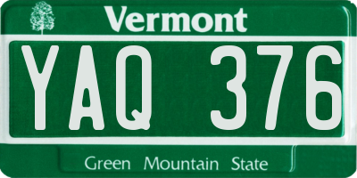 VT license plate YAQ376