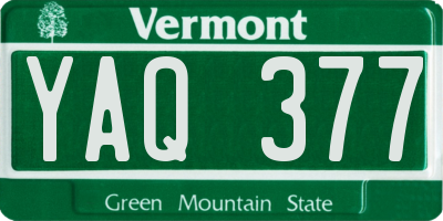 VT license plate YAQ377