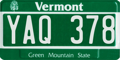 VT license plate YAQ378