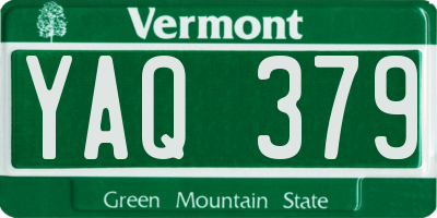 VT license plate YAQ379