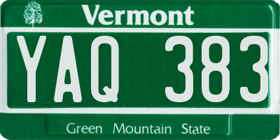 VT license plate YAQ383