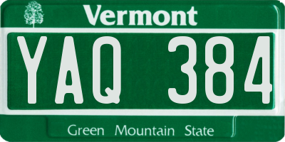VT license plate YAQ384