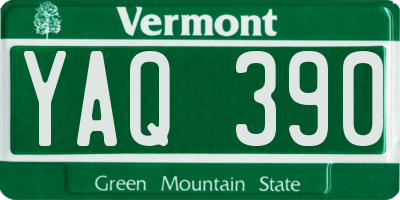 VT license plate YAQ390