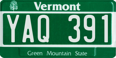 VT license plate YAQ391