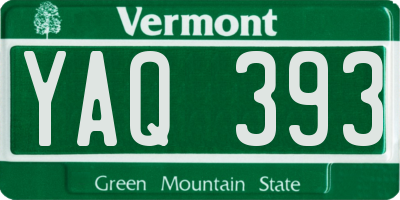 VT license plate YAQ393