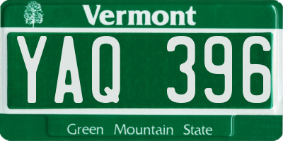 VT license plate YAQ396