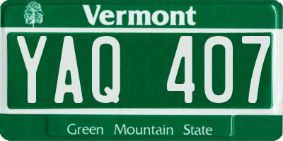 VT license plate YAQ407