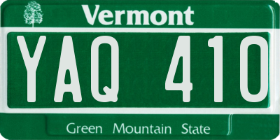 VT license plate YAQ410