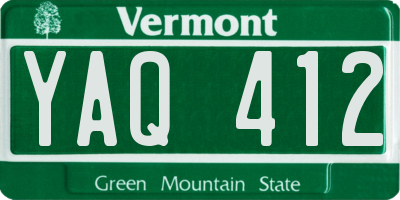 VT license plate YAQ412