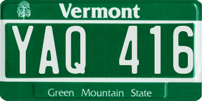 VT license plate YAQ416