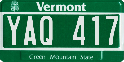 VT license plate YAQ417