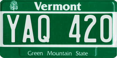 VT license plate YAQ420