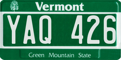 VT license plate YAQ426
