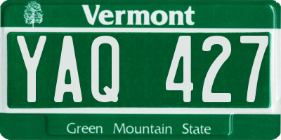 VT license plate YAQ427