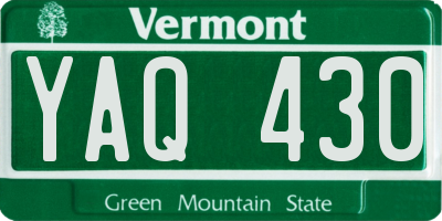 VT license plate YAQ430