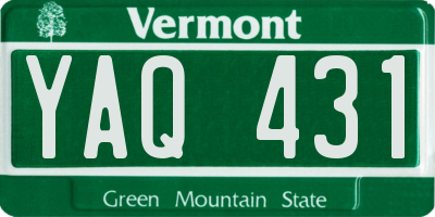 VT license plate YAQ431