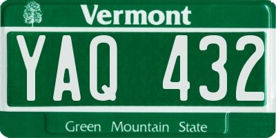 VT license plate YAQ432