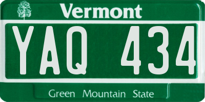 VT license plate YAQ434