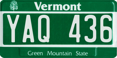 VT license plate YAQ436