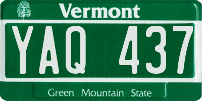 VT license plate YAQ437