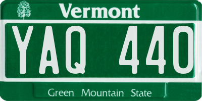 VT license plate YAQ440