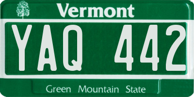 VT license plate YAQ442