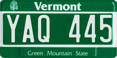 VT license plate YAQ445