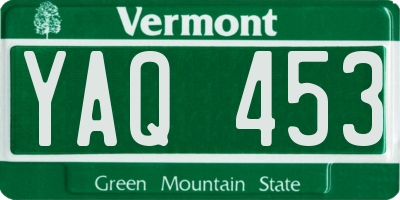 VT license plate YAQ453