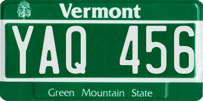 VT license plate YAQ456