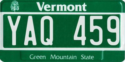 VT license plate YAQ459