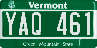 VT license plate YAQ461