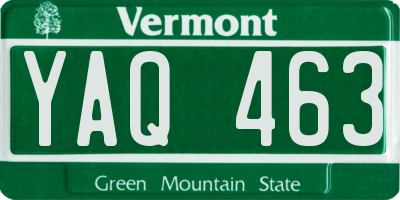 VT license plate YAQ463