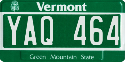 VT license plate YAQ464