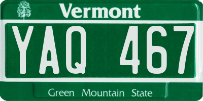 VT license plate YAQ467