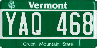 VT license plate YAQ468