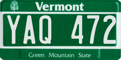 VT license plate YAQ472