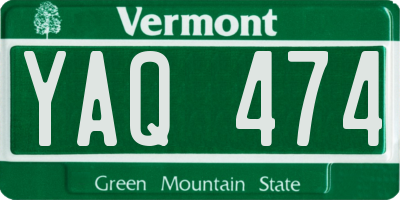 VT license plate YAQ474