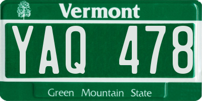 VT license plate YAQ478
